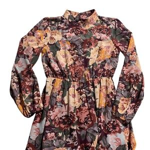 Lost + Wander Floral Maxi Dress Womens S Long Sleeve Mock Neck Tiered